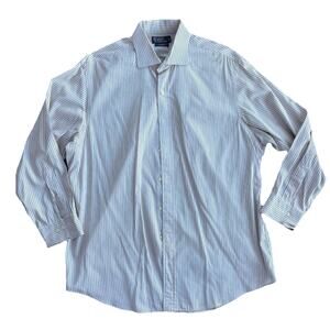 Polo Ralph Lauren VTG Regent Custom Fit Striped Dress Shirt Yellow 17 1/2 32/33